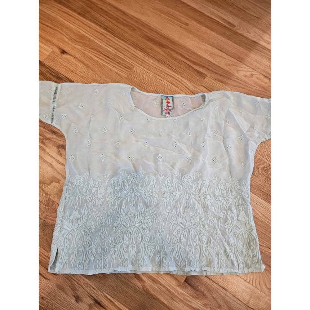 Johnny Was   Embroidered Sheer Top